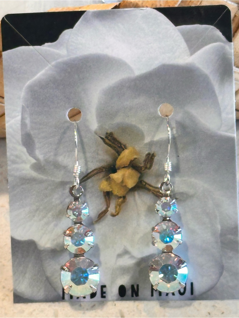 Swarovski Crystal Aurora Borealis 1.5” Drop Dangle Silver Earrings